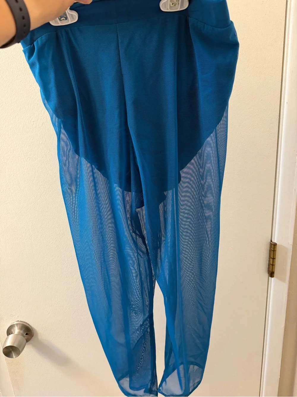 Kelle dance solo costume teal blue 2 piece custom rhinestone MA-Medium adult